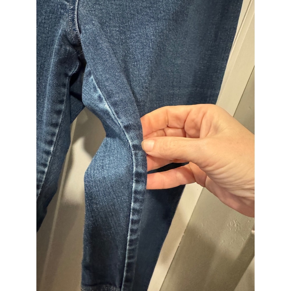 i.e. relaxed Dark Wash Floral Embroidered Straight Leg Jeans Teal Flowers sz 14 - Picture 6 of 15